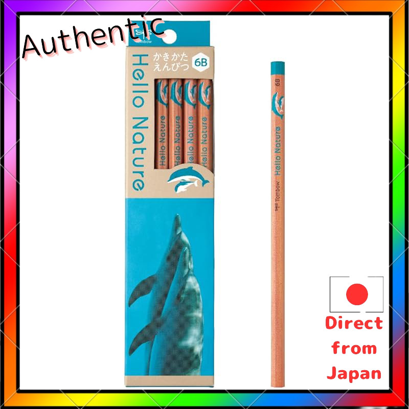 Tombow Pencil Writing Pencil 6B (การออกแบบปลาโลมา) Hello Nature Hand Dolphin 1 โหล Kb-Khndl2-6B