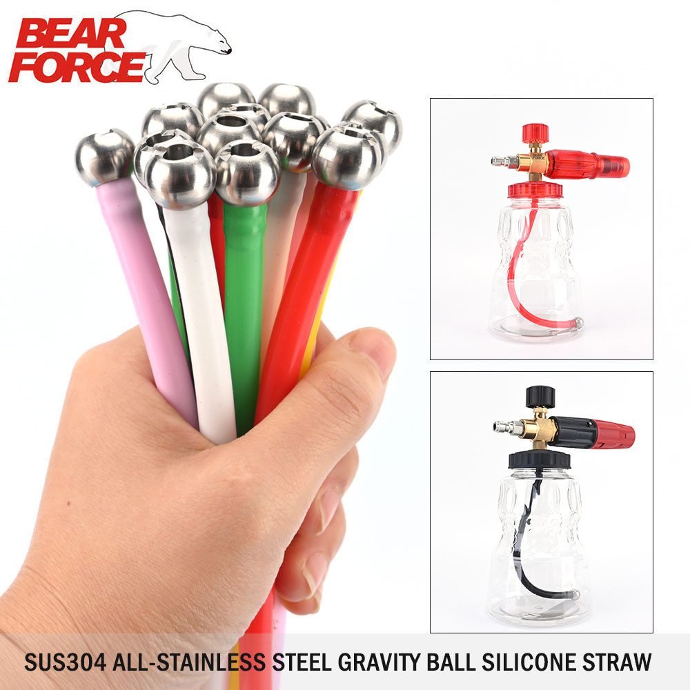 อุปกรณ์ล้างรถโฟมสีหลอดปืนใหญ่และตัวกรองสแตนเลสสําหรับเครื่องซักผ้าแรงดันสูงโฟมปืนใหญ่หิมะโฟมแลนซ์ เติมด้วยท่อพลาสติ