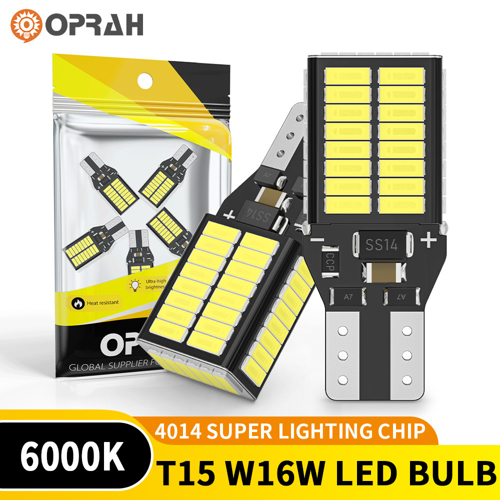 Oprah 2 ชิ้น T15 W16W LED หลอดไฟ Super Bright 4014 54SMD หลอดไฟ LED ในรถยนต์เปลี่ยนหลอดไฟที่จอดรถย้อนกลับไฟเลี้ยวรถอุปกรณ์เสริม