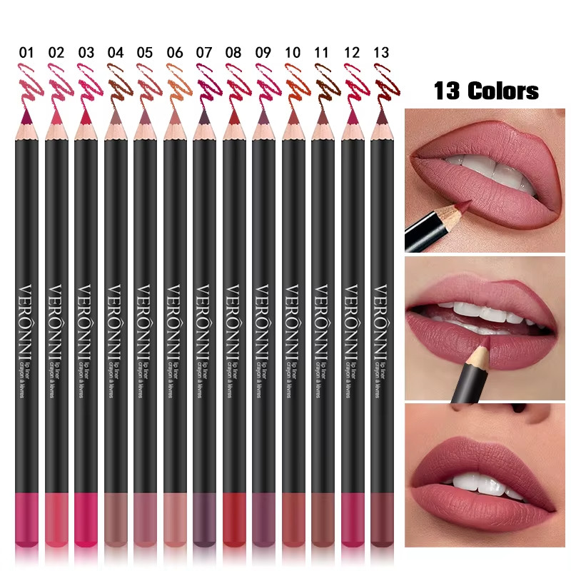 13 สีกันน้ํา Nude Matte Lipliner ดินสอสีแดง Contour Tint ลิปสติกติดทนนานสูง Pigmented Lip Liner Lip แต่งหน้าเครื่องมือ