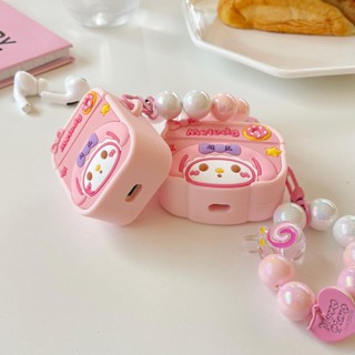 SANRIO เคสหูฟังบลูทูธไร้สาย ซิลิโคนนิ่ม Tpu ลายการ์ตูนซานริโอ้น่ารัก พร้อมสายโซ่ไข่มุก สําหรับ AirPods 1 2 3 pro2 2022