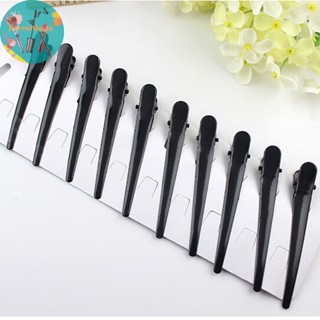 Renbg กิ๊บติดผมโลหะ ปากจระเข้ ขนาดใหญ่ สีดํา DIY 10 ชิ้น TH