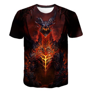 เสื้อยืดลําลอง แขนสั้น คอกลม พิมพ์ลาย World Of Warcraft 3D แฟชั่นสําหรับเด็กผู้ชาย และเด็กผู้หญิง