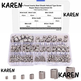 Karen ปลอกสกรูลวด สเตนเลส 304 7 ขนาด สําหรับซ่อมแซมรถยนต์ 210 ชิ้น