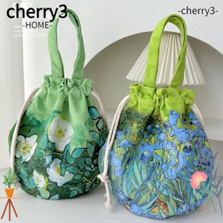 Cherry3 กระเป๋าหูรูด พิมพ์ลายดอกไม้ ความจุสูง แฟชั่นสําหรับผู้หญิง