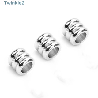 Twinkle ลูกปัดสเตนเลส รู 5x5 มม. 3 มม. สีเงิน สําหรับทําเครื่องประดับ DIY 50 ชิ้น