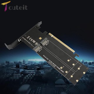 Tcuteit M.2 NVME อะแดปเตอร์แผ่นโลหะ PCIE 3.0 X16 SSD ปุ่ม M 4 ช่อง รองรับ Raid