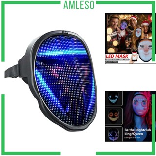 [Amleso] เครื่องแต่งกายคอสเพลย์ฮาโลวีน หน้าน่ากลัว มีไฟ LED 1 ชิ้น