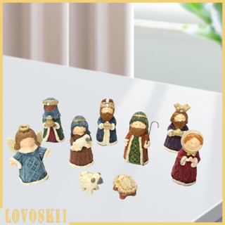 [Lovoski1] ฟิกเกอร์ รูปปั้นครอบครัว mas Birth of Figurine Manger mas Holy สําหรับตกแต่งบ้าน 10 ชิ้น