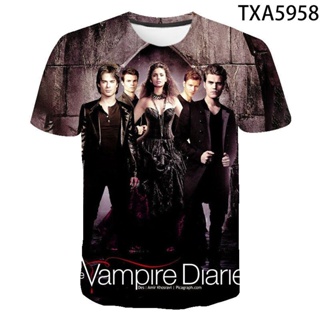 เสื้อยืด พิมพ์ลาย The Vampire Diaries สไตล์ฮาราจูกุ