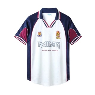 เสื้อกีฬาแขนสั้น ลายทีมชาติฟุตบอล West Ham United 1999 คุณภาพสูง สไตล์เรโทร