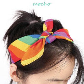 Mocho ที่คาดผม ผ้าฝ้าย สีรุ้ง ดูดซับเหงื่อ สําหรับเล่นกีฬา DIY