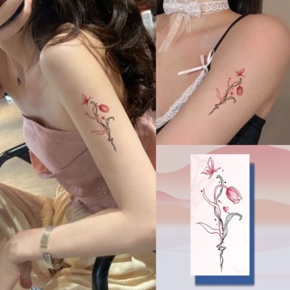 สติกเกอร์รอยสักชั่วคราว ลายดอกไม้ ผีเสื้อ กันน้ํา ติดทนนาน 7…