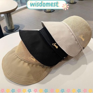 WISDOMEST หมวกปีกกว้าง ป้องกันรังสียูวี ระบายอากาศได้ดี สีพื้น สําหรับเด็กผู้หญิง