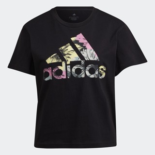 adidas ไลฟ์สไตล์ เสื้อยืดทรงเรกูลาร์พิมพ์ลายทั้งตัว ผู้หญิง สีดำ HI0025