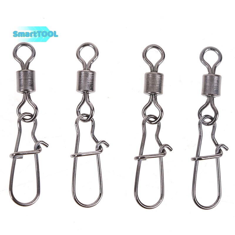 UTZN> 200 ชิ้นสแตนเลสหมุนกลิ้ง snap lure connector ตกปลาหมุน snap ใหม่