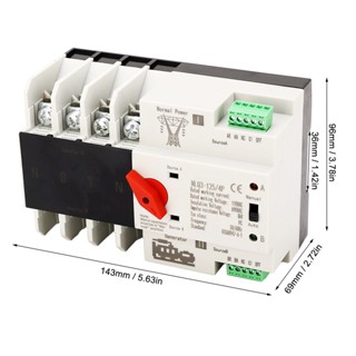 SaTine Shop 4P Dual Power Transfer SWITCH อัตโนมัติสวิทช์เปลี่ยนด้วยตนเอง 35 มม.การติดตั้งราง AC110V 63A