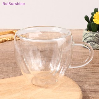 Ruisurshine ใหม่ แก้วกาแฟใส รูปหัวใจน่ารัก สองชั้น 50 100 260 มล. สําหรับบ้าน ปาร์ตี้ 1 ชิ้น