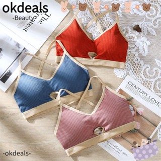 OKDEALS เสื้อครอปท็อป ผ้าถัก ฉลุลาย กันกระแทก