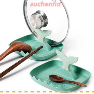 Suchenhd ที่วางช้อน ฝาหม้อ พลาสติก สีเขียว 6.8 นิ้ว 2 ชิ้น