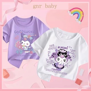 🍓GNR BABY🫐เสื้อยืดแขนสั้น แบบบาง ทรงหลวม ลายการ์ตูนน่ารัก สําหรับเด็กผู้หญิง อายุ 3-12 ปี