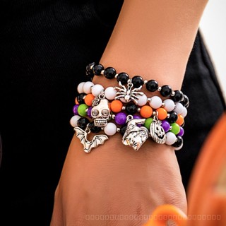 0908WSJ Europe and America Cross Border Halloween Grimace Beaded Bracelet Set Holiday Party Skull Witch New Bracelet Ornament QDOZ