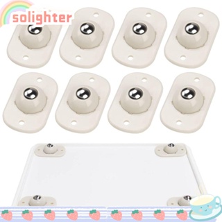 SOLIGHTER ล้อเฟอร์นิเจอร์ สเตนเลส 304 ABS ขนาดเล็ก 4.5 ซม.*2.8 ซม. มีกาวในตัว สีขาว สําหรับห้องครัว 8 ชิ้น