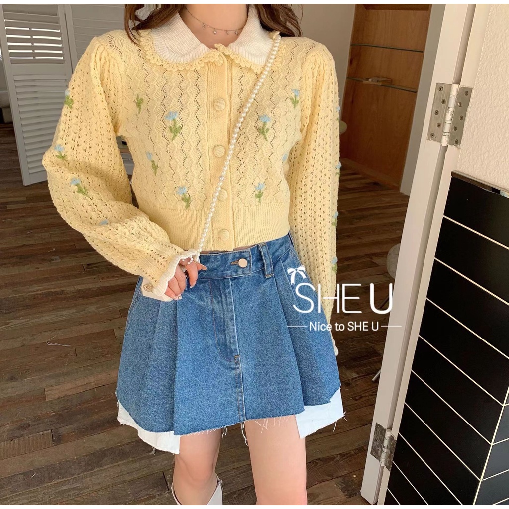 Balamy เสื้อแจ็กเก็ตคาร์ดิแกนกันหนาว แขนยาว ผ้าถักโครเชต์ ลายดอกไม้ สีตัดกัน สไตล์เรโทร แฟชั่นฤดูใบไม้ผลิ และฤดูใบไม้ร่วง สําหรับผู้หญิง 2023