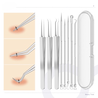 ชุดเข็มแหนบกําจัดสิวเสี้ยน จุดด่างดํา ทําความสะอาดรูขุมขน ทําความสะอาดผิวหน้าอย่างล้ําลึก 7 ชิ้น