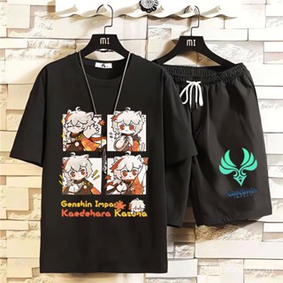 ★Genshin Impact★เสื้อยืดแขนสั้น พิมพ์ลาย Kazuha Nahida Hutao แฟชั่นฤดูร้อน สําหรับนักเรียน