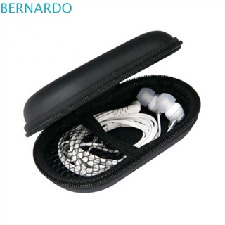 Bernardo กระเป๋าเก็บหูฟัง สาย USB ทรงวงรี มีซิป สีดํา อุปกรณ์เสริม สําหรับจัดระเบียบสายเคเบิล