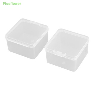 (Plusflower) กล่องเก็บเครื่องประดับ ลูกปัด ทรงสี่เหลี่ยม ขนาดเล็ก สีโปร่งใส