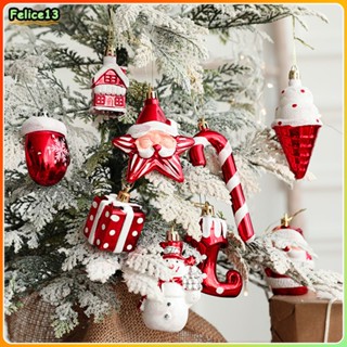 เครื่องประดับคริสต์มาส 2pcs Crutch Santa Snowman Elk Xmas Tree จี้ตกแต่งสำหรับของขวัญบ้าน-FE