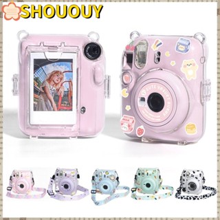 Shououy เคสกระเป๋าใส่กล้อง แบบใส พร้อมสติกเกอร์น่ารัก สําหรับ Fujifilm instax mini12