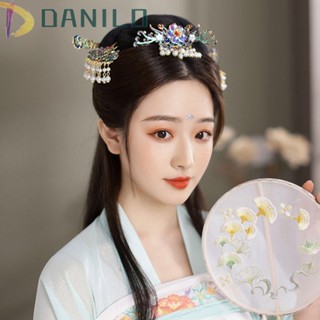 Danilo Hanfu ที่คาดผม ผ้าโพกศีรษะ ลายดอกไม้ สไตล์วินเทจ โบราณ สําหรับผู้หญิง