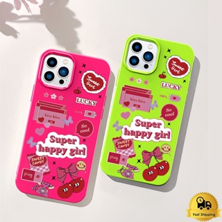 คู่เคสโทรศัพท์ สำหรับไอโฟน 11 12 13 14 15 Pro Max 7 8 Plus XR X XS MAX SE มีความสุขสุดๆสาว อ่อนนุ่มทีพียูสีเยลลี่เปลือก