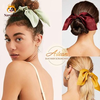 Narcissus 5 ชิ้น ผ้าไหม สครันชี่, เครื่องประดับผม ยืดหยุ่น โบว์ เชือกผม ของขวัญ สีพื้น ผูกผม ผู้หญิง เด็กผู้หญิง