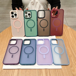 เคสโทรศัพท์มือถือ ผิวด้าน โปร่งแสง กันกระแทก พร้อมแม่เหล็ก สําหรับ iPhone 15 Pro Max 15 Pro 15 Plus 15 14 Pro Max 14 Pro 14 Plus 14 13 Pro Max 13 Pro 13 12 Pro Max 12 Pro 11