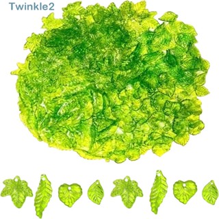 Twinkle จี้ลูกปัดอะคริลิคใส รูปใบเมเปิ้ล ใบไม้ สีเขียว 5 แบบ อุปกรณ์เสริม สําหรับต่างหู