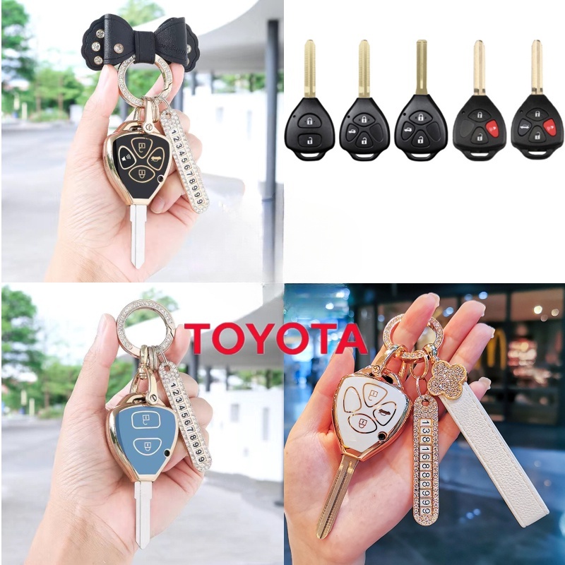 เคสกุญแจรีโมทรถยนต์ TPU สําหรับ Toyota Auris HiLux Corolla Fortuner Prado Verso Camry Reiz Yaris Vitz Vios Rav4 Ractis 2 3 4 ปุ่ม
