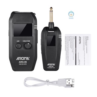 Aroma ARG-06 ระบบส่งสัญญาณกีตาร์ไร้สาย (Transmisster &amp; Receiver) ปลั๊ก 6.35 มม. 4 ช่องทาง ระยะ 35 ม. แบตเตอรี่ในตัว รองรับฟังก์ชั่นปิดเสียง Tpth