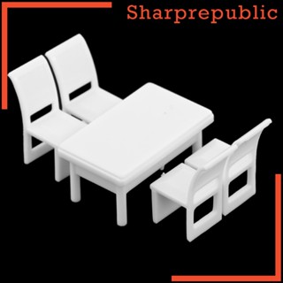 [Sharprepublic] โมเดลโต๊ะรับประทานอาหาร ทรงกลม ขนาดเล็ก 1/50 พร้อมเก้าอี้ สําหรับตกแต่งบ้านตุ๊กตา