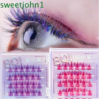 Sweetjohn ขนตาปลอม คลัสเตอร์ธรรมชาติ สีม่วง สีฟ้า DIY สําหรับแต่งหน้า