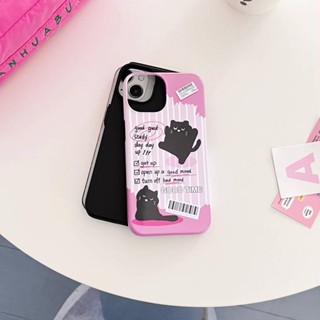 เคสโทรศัพท์มือถือแบบแข็ง ลายแมว ภาษาอังกฤษ สีดํา สําหรับ iPhone 11 12 12Pro 12ProMax 13 13Pro 13ProMax 14 14Pro 14ProMax