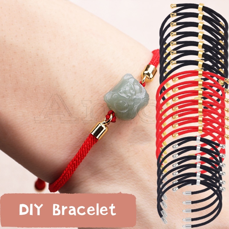 สร้อยข้อมือ เชือกถัก แฮนด์เมด สีแดง ปรับได้ ของขวัญแฟชั่น สร้างสรรค์ สําหรับผู้หญิง และผู้ชาย DIY