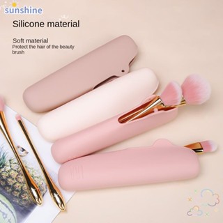 Ssunshine กระเป๋าใส่แปรงสีฟัน ซิลิโคนนิ่ม แบบพกพา ใช้ซ้ําได้ สีกากี