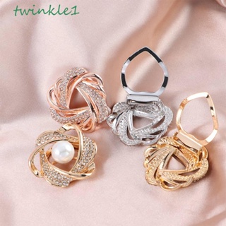 Twinkle1 ผู้หญิง ผ้าพันคอ หัวเข็มขัด ของขวัญ วินเทจ มุก สําหรับเด็กผู้หญิง แฟชั่น เครื่องประดับ คริสตัล ผ้าพันคอ แหวน