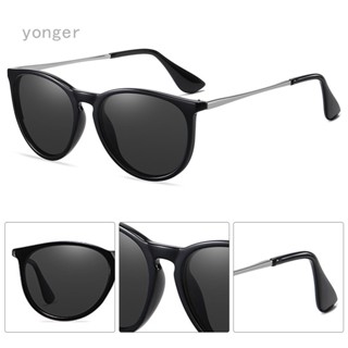 Yonger แว่นตากันแดด เลนส์โพลาไรซ์ ทรงกลม สไตล์วินเทจ คลาสสิก เรโทร สําหรับผู้หญิง ผู้ชาย