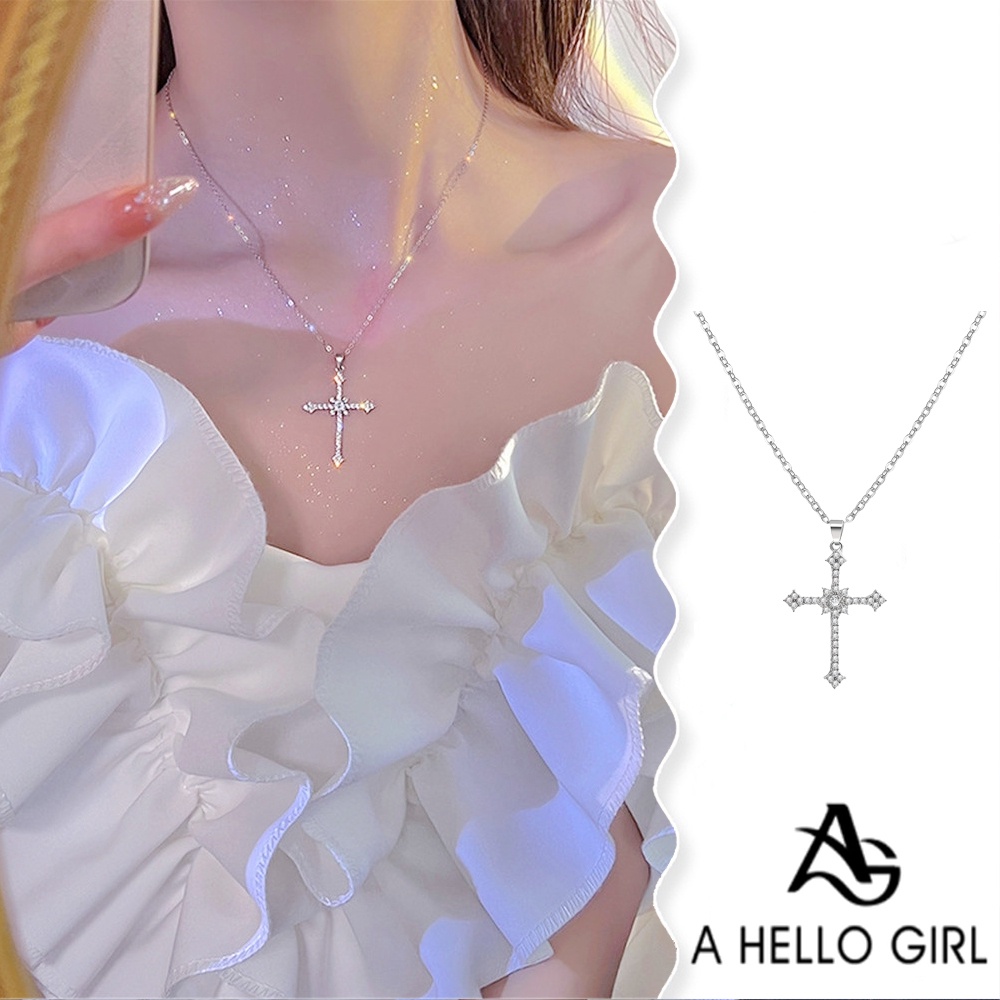 A HELLO GIRL สร้อยคอโซ่ จี้รูปดาว ประดับเพชร เพทาย หรูหรา สําหรับผู้หญิง