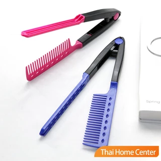 Thaihome หวีหนีบผมตรง รูปตัว V แบบพกพา DIY 3สี แปรงหวีผมตรง สําหรับจัดแต่งทรงผม hair straightening comb